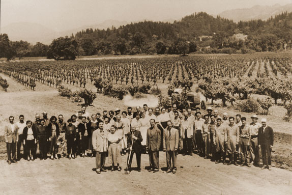 Mondavi Family and Workers at Charles Krug Winery